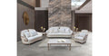 Darsen luxury living room furniture set featuring a traditional sofa, loveseat, and armchair with elegant curved wood trim detailing and plush white upholstery