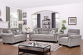 Liby multi-piece living room sofa set in soft warm greige fabric featuring plush pillow-top arms and high-density foam cushions